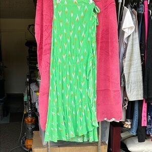 Urban Outfitters Green Floral Wrap Maxi Skirt